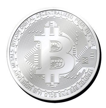 Срібляста сувенірна монетка " Біткоін "- " Bitcoin " 2481354931 фото